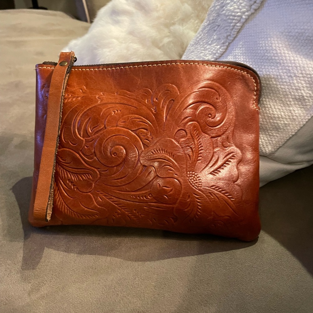 Patricia Nash Cognac Leather Wristlet
